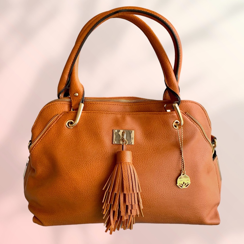 BIG BUDDHA BROWN TASSEL HANDBAG WITH SHOULDER STRAP